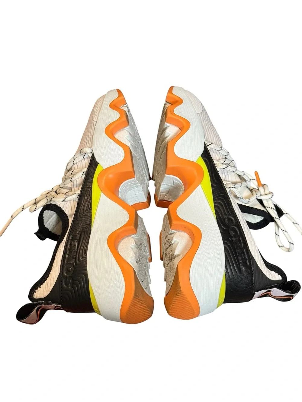 Sorel Kinetic Impact II Lace Sneakers White Black Orange Size 7